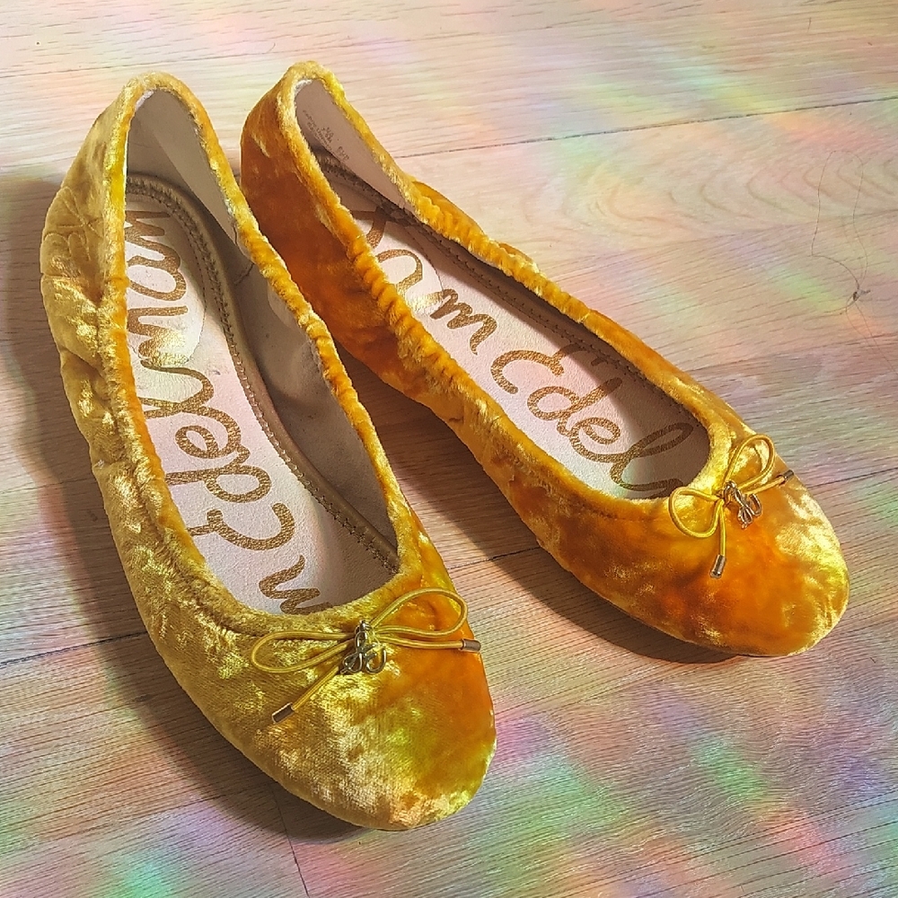 Sam Edelman Yellow Velvet Felicia Flats